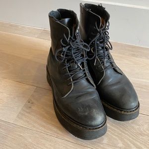 R13 STACK BLACK LEATHER COMBAT BOOTS SZ 8